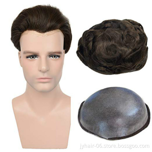 Wholesale price  Human Hair Toupee Injected Super Thin Skin Base Invisible Knots Natural Hairline Toupee For Men